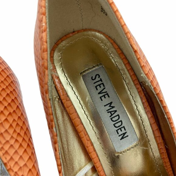 Steve Madden Stiletto Heels Women's P-Ronni Orange Snakeskin Slip On Pump Size 8 - Picture 8 of 16